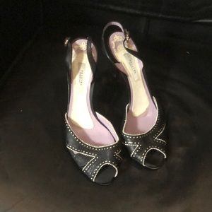 Pollini size 38 black/ivory heels